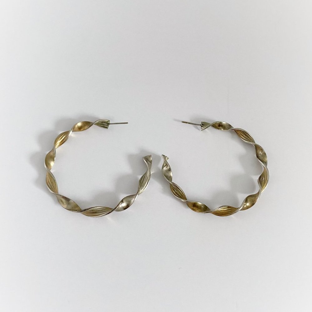 Vintage | Silver Twisted Hoop Earrings